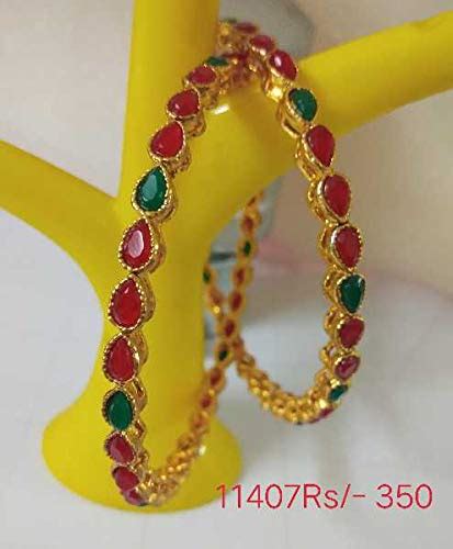 Buy Gold Gold Plated Gold Plated Traditional Bangle Set of 2 Online at ...