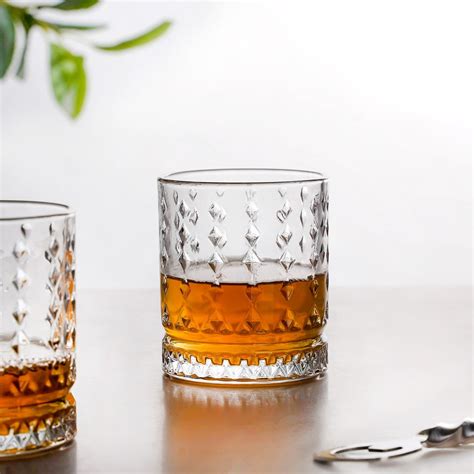 Set Of 6 Diamond Texture Whiskey Glasses 220ml Online - Premium Whiskey ...