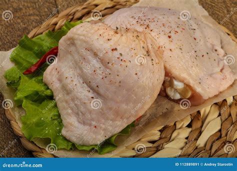 Raw chicken thigh stock image. Image of uncooked, food - 112889891