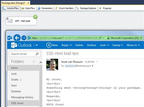 SSIS SendEmail Task 的图像结果