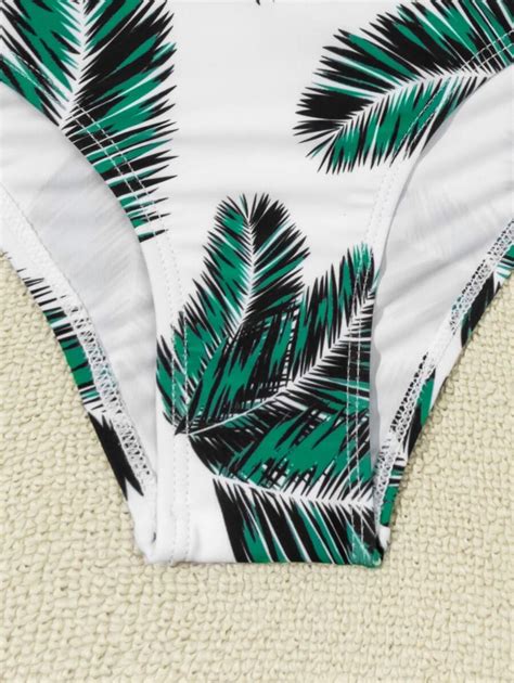 Tween Girl Leaf Print Cut-Out One Shoulder Bikini Set Summer Beach | SHEIN