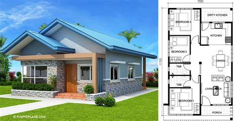 3 Bedroom Bungalow Floor Plan With Dimensions | Viewfloor.co