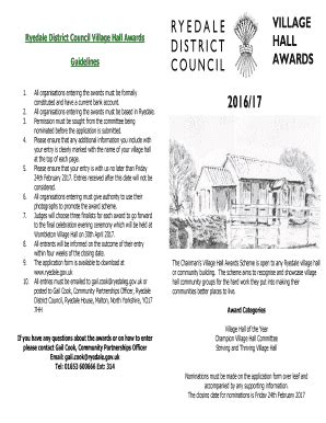 Fillable Online cavca org Ryedale Village Hall Awards Application Form ...