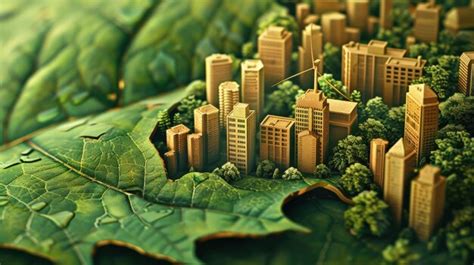 Visual concept leaves sections cut out eco city renewable energy ...