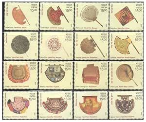 India 2017 Indian Hand Fans - Set of 16 Postage Stamps Mint Unhinged ...
