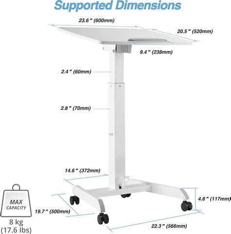 Buy AVLT 47 Height Adjustable Mobile Workstation with Tilting Desk (3 ...