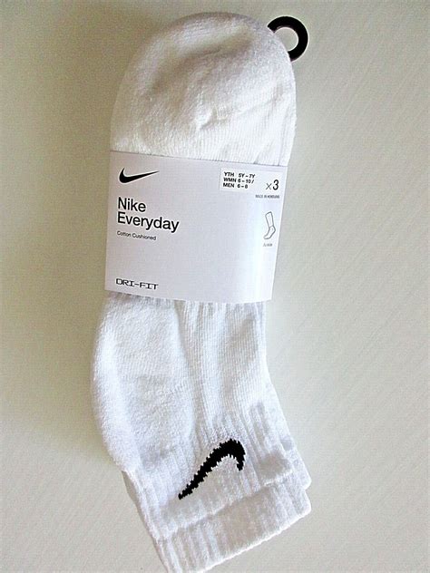 NIKE 3 Pairs Pack Women WHITE ANKLE Quarter socks DRI FIT Cushion ...
