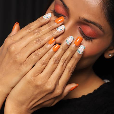 LICK NAILS Sleek Perfect Orange Glossy French Press On Nails – ONESTOP ...