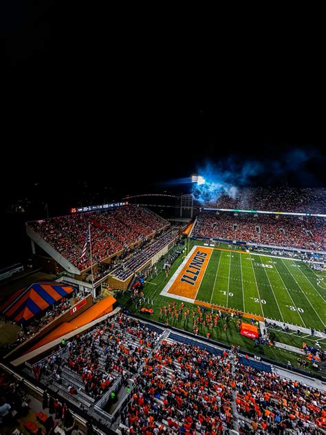 University of Illinois at Urbana Champaign Football Stadium Night View