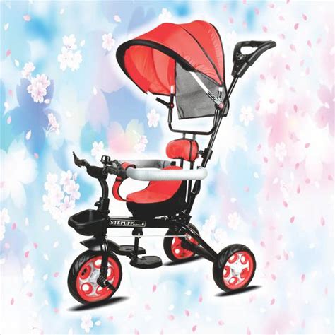 Stepupp STEPUPP RED CANOPY TRICYCLE WITH PARENT HANDLE FOR KIDS NEW ...