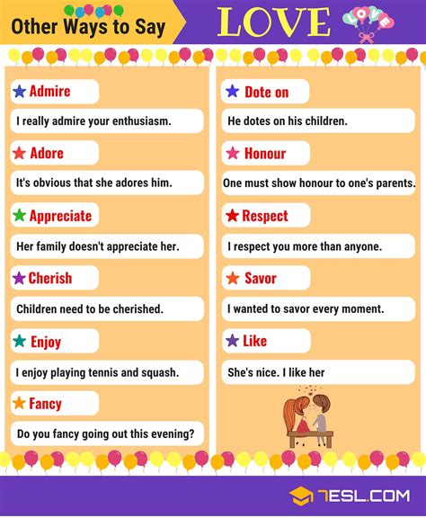 95+ Synonyms for "Love" with Examples | Another Word for “Love” • 7ESL