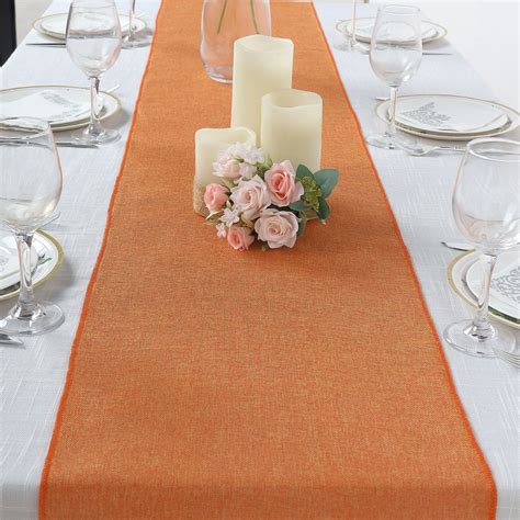 Efavormart 14"x108" Orange Boho Chic Rustic Table Runner Linen Jute ...