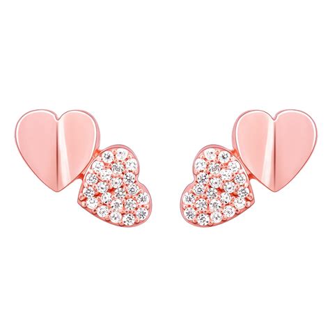 GIVA 925 Silver Rose Gold Fluttering Hearts Stud Earrings | Studs to ...