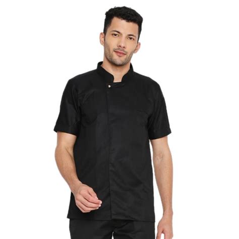 Classic Black Half Sleeve Chef Coat - Free Embroidery