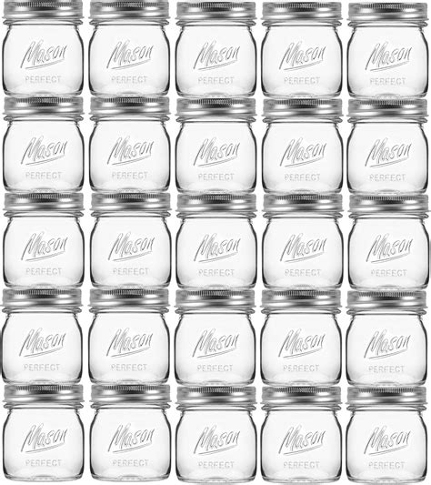 24 Pack 8 oz Mason Jars with Regular Lids - Mini Glass Clear Mason Jars ...