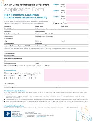 Fillable Online AIM WA Centre for International Development Stage 1 ...