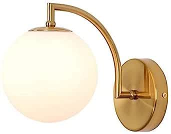 C&K Fancy Lights Sparkle Golden Wall Sconce Light, White Glass Globe ...