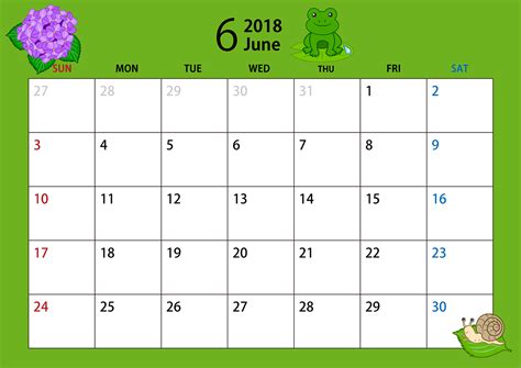 2018年6月のカレンダーを更新いたしました。 - ネット商社ドットコム店長のブログ