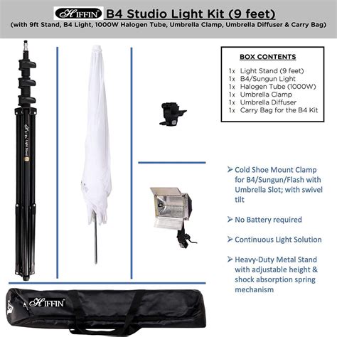 HIFFIN® Studio Home 33 Umbrella Stand Setup with Sungun Adapter B-Brac ...