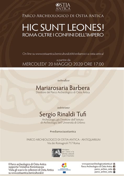 Vediamoci a Ostia antica online 'Hic sunt leones. Roma oltre i confini ...