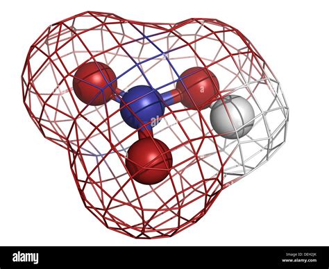 Nitric acid (HNO3) molecule, chemical structure. Strong and corrosive ...