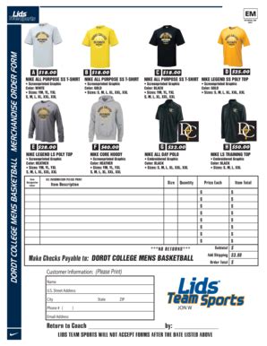 Fillable Online Dordt college mens basketball merchandise order form ...