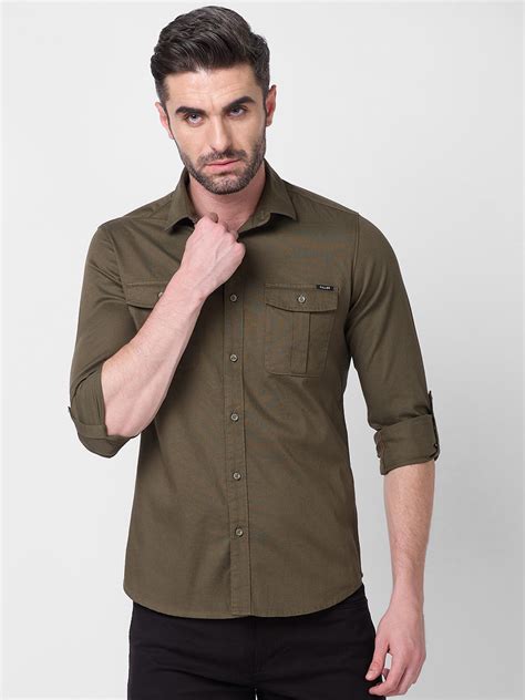 Men's Olive Solid Slim Fit Shirts – Killer Jeans