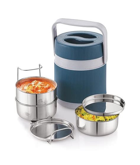 Buy Liza Munch Lunch Box 3 Container Stainless Steel Tiffin Box for ...