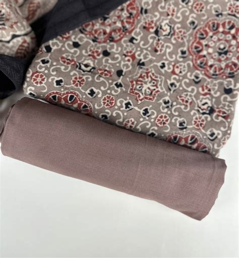 Brown Pure Chanderi with Ajrakh Print – Aanchal Designs