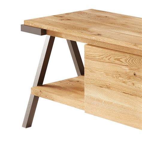 TV Cabinet in Oak Wood and Metal Made in Italy