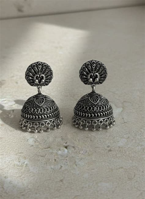 Oxidized Peacock Jhumka Earrings ( SJ 96 ) – SimplyUnni
