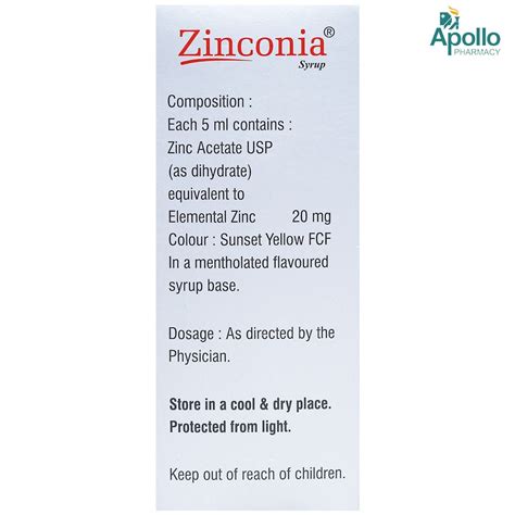 Zinconia Syrup 100 ml Price, Uses, Side Effects, Composition - Apollo ...