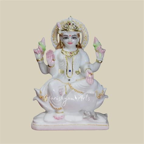 9" goddess laxmi murti white marble
