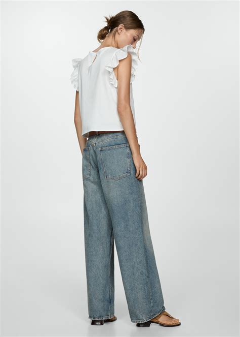 Ruffled cotton top - Women | MANGO USA