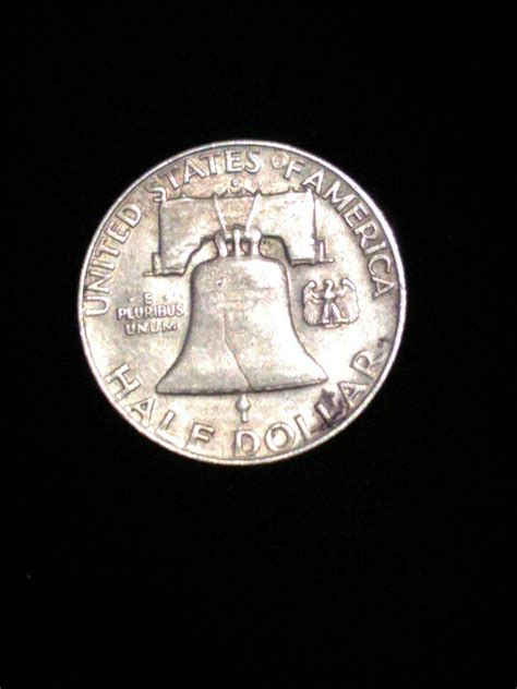 1957 D Half Dollar Silver Benjamin Franklin Liberty Bell E Pluribus ...