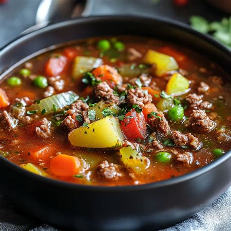 Ground Beef Vegetable Soup - Maria Recipes