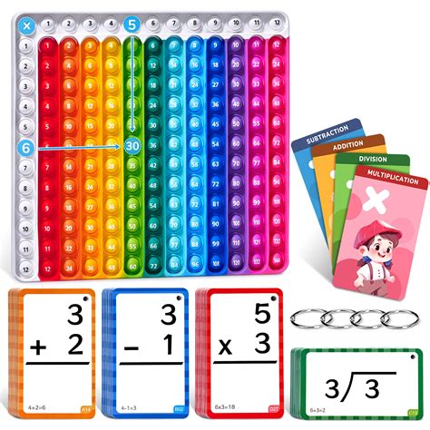 Buy Math Flash Cards + Pop Fidget Chart,Math Games for Kids Ages 4-8 ...