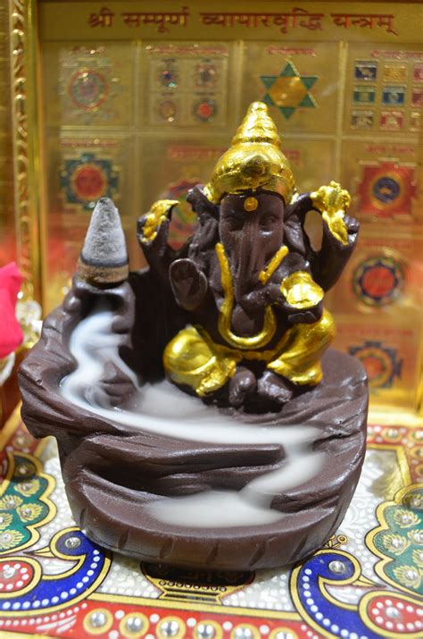 Lord Ganesha Back Flow Incense Holder With 60 pieces Free Backflow Inc ...