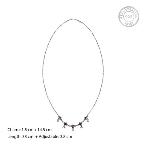 Buy OXIDIZED SILVER TRICON REDSTONE NECKLACE Online in India | AVNI