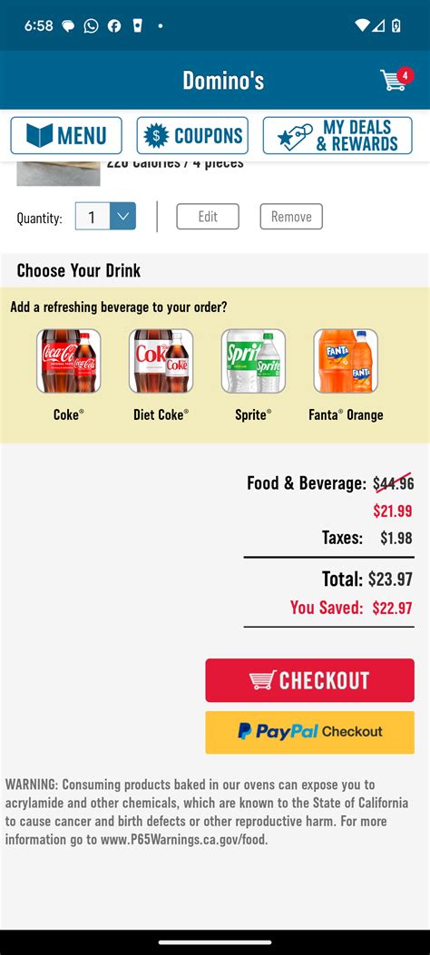 New California "perfect" combo price which no longer includes a drink ...