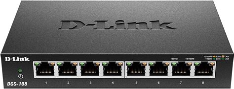 D-Link DGS-108 8 Port Gigabit Unmanaged Metal Desktop Switch - 8 Port ...