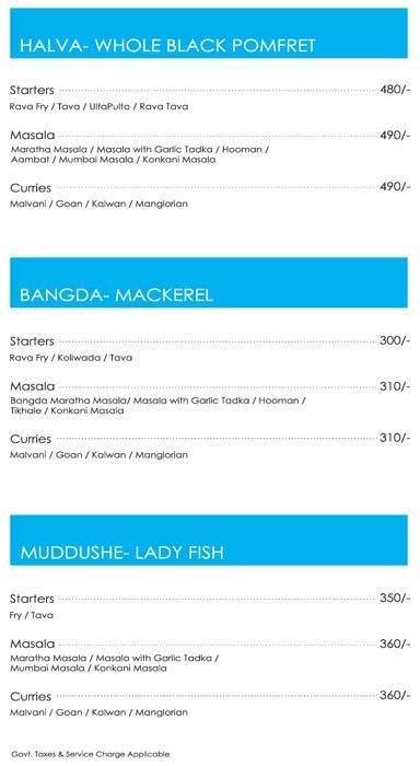 Menu at Masemari, Pune, Bavdhan