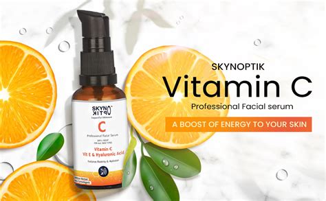 SkynOptik Vitamin C Serum for Face with Vit E,Hyaluronic Acid,Gotu Kola ...
