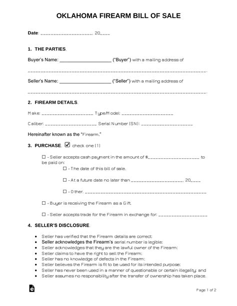Free Oklahoma Bill of Sale Forms (4) - PDF | Word – eForms