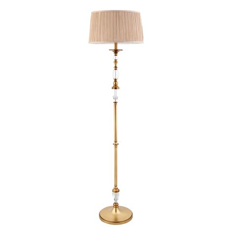Polina antique brass floor light teamed with a beige organza effect shade