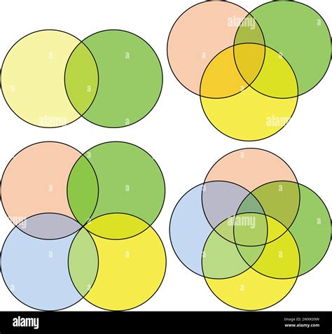 Venn diagram chart infographics with 2, 3, and 4 circles. Vector design ...