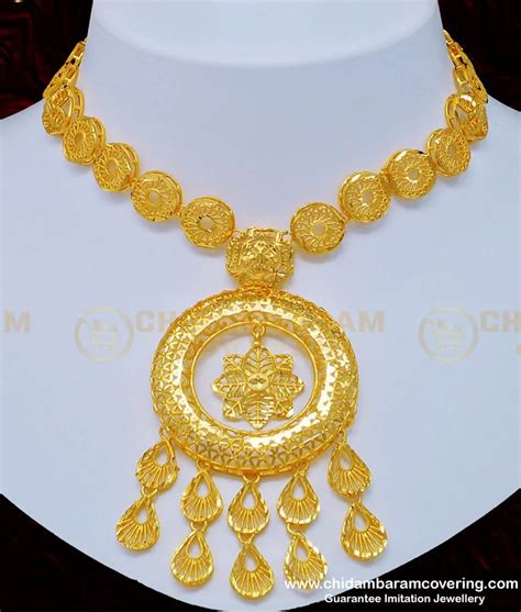 Buy 1 Gram Gold Bridal Wear First Quality Dubai Gold Necklace Set for ...