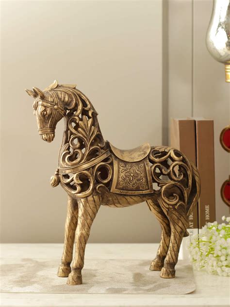 Buy HomeTown Living Essence Carson Polyresin Gold Horse Figurine Online ...