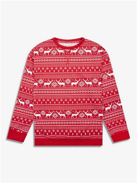 The Little Tailor Reindeer Christmas Fairisle Pyjamas, Red