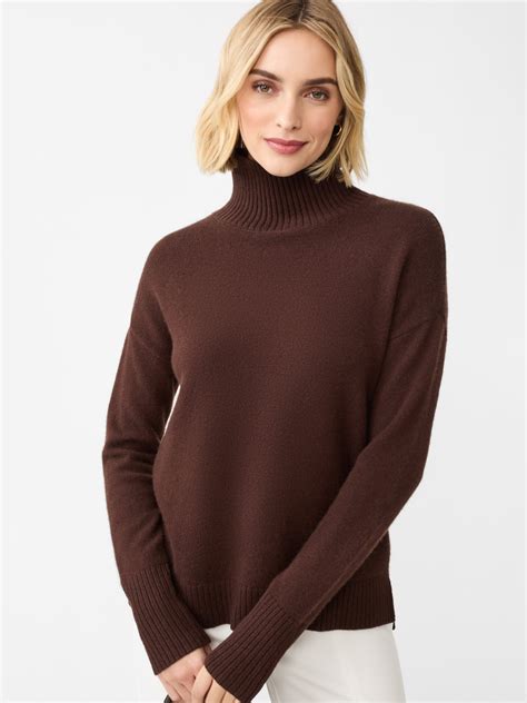 Chocolate_Brown Solid Dina Cashmere Turtleneck | Women's Sweaters | J ...